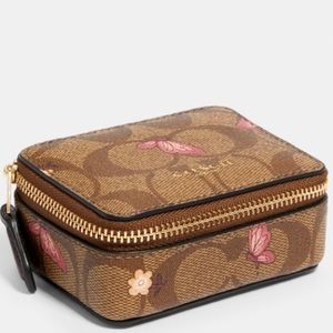 Coach Triple Pill Box In Signature Canvas